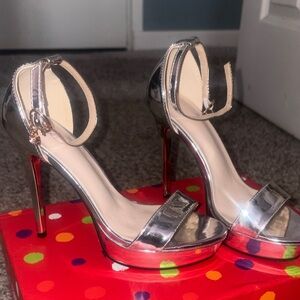 Elegant Silver High Heel Sandals